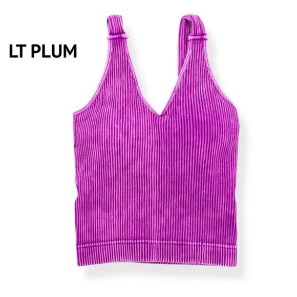 Zenana Ribbed Padded V-Neck Lt Plum Brami NWT - Picture 2 of 2